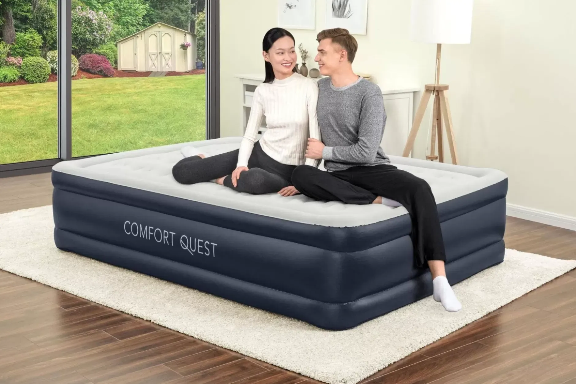 Cheap Essential Comfort Air Mattress Queen 18" With Built-In Ac Pump And Antimicrobial Coating Indoor Air Mattresses