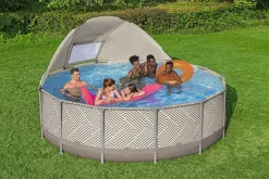 Shop Steel Pro Max 13' X 42 Round Above Ground Pool Set With Canopy Steel Pro Max Pools