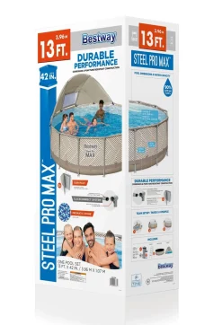 Shop Steel Pro Max 13' X 42 Round Above Ground Pool Set With Canopy Steel Pro Max Pools