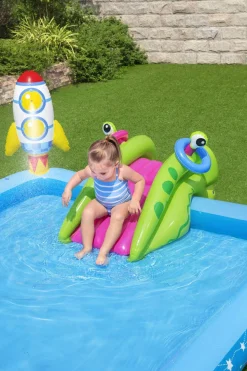 Cheap H2Ogo! Little Astronaut Square Inflatable Kiddie Pool Play Center With Slide Kiddie Pools