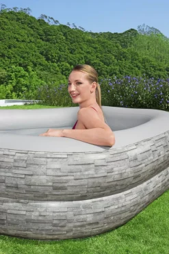 Flash Sale H2Ogo! Truprint Stone 7'X 6'9 X 21 Soft Sided Inflatable Family Kiddie Pool Kiddie Pools